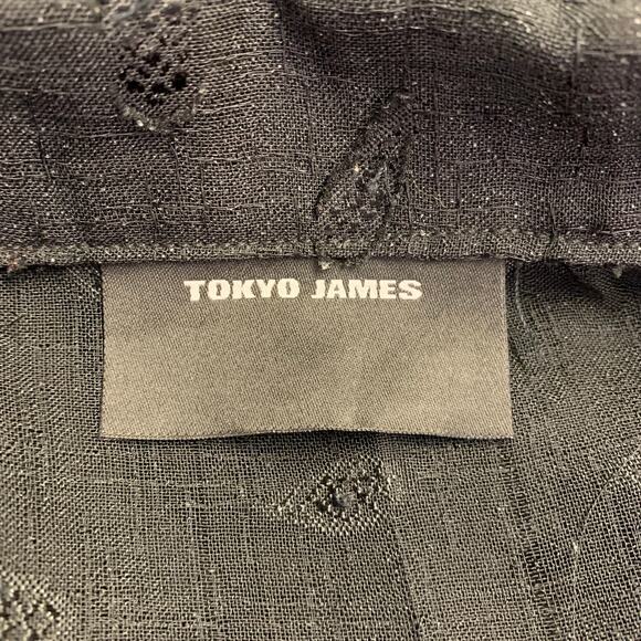 TOKYO JAMES Size L Sheer Black Linen Paisley Beaded Embroidered Shirt - Picture 10 of 10